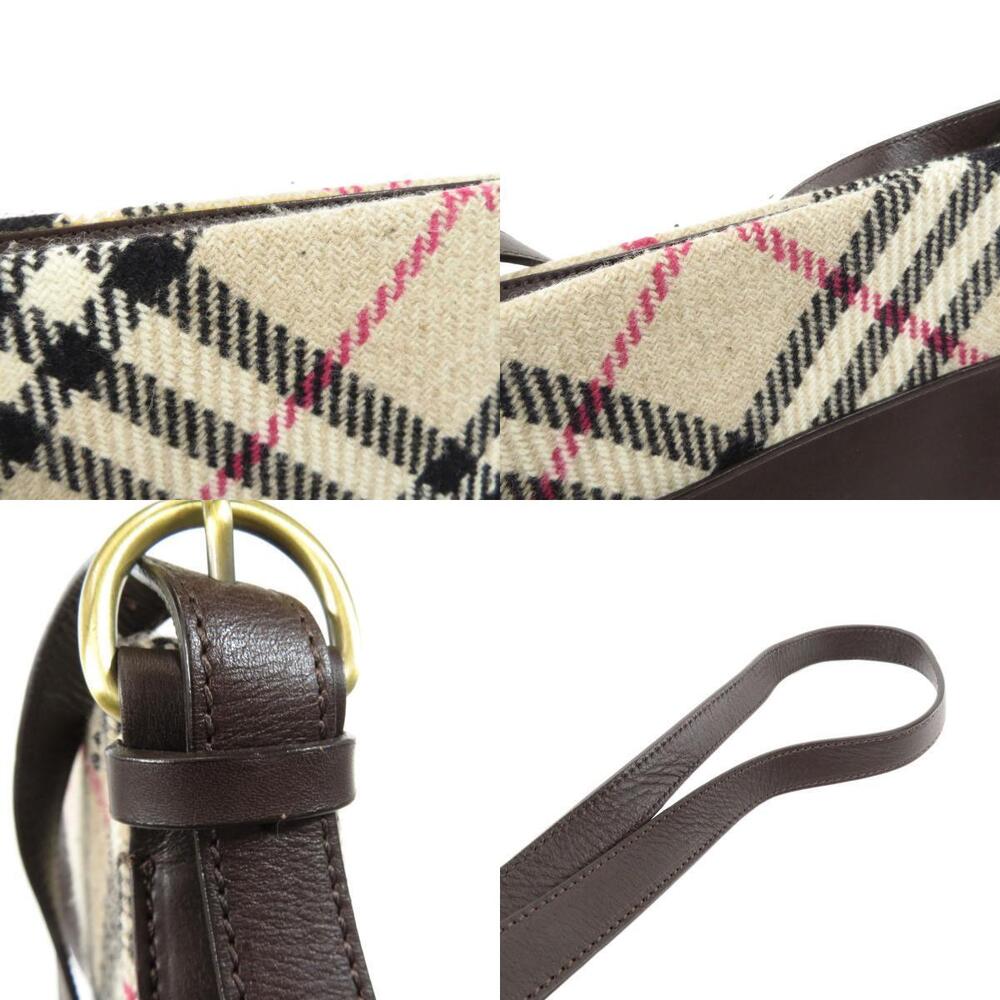 Burberry Nova Check Shoulder Bag Wool Leather - Picture 9 of 11